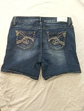 Hydraulic Blue Denim Jean Shorts with Embroidered Back Pockets